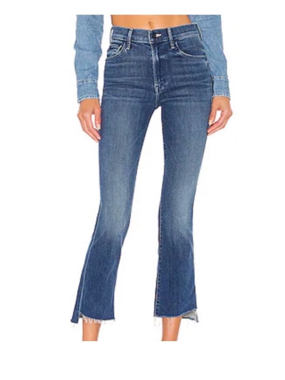 Mother The Insider Crop Step Fray Jeans Wash is  Wish On a Star size 26 mid rise
